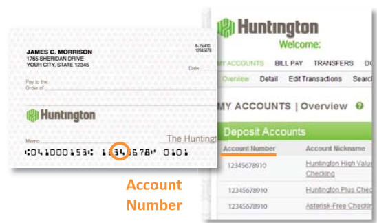 How to find your account number huntington bank